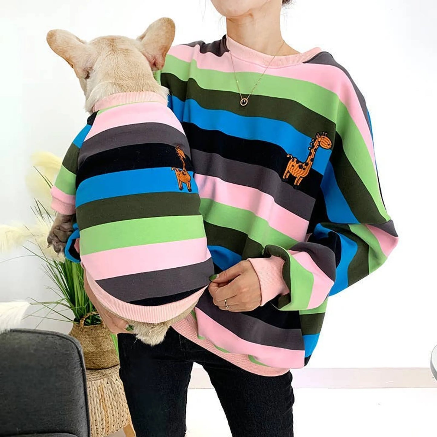 Giraffe Stripe Matching Pet and Owner Cardigan Sweater Set