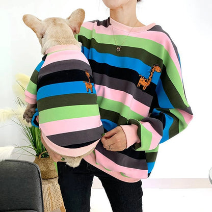 Giraffe Stripe Matching Pet and Owner Cardigan Sweater Set