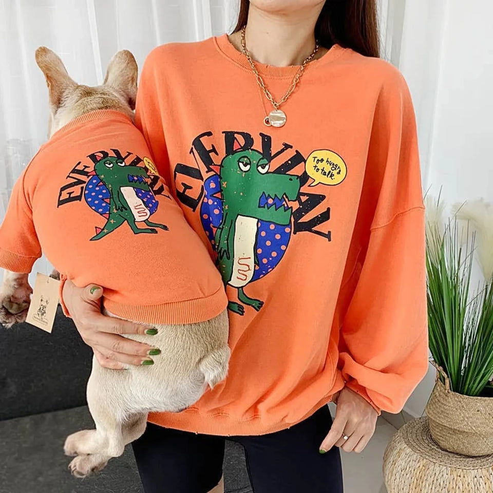 Pawsome Pet Everyday Dinosaur Matching Set - Pet & Owner Heart Print Terry Cardigan Sweater - Pets Perfect