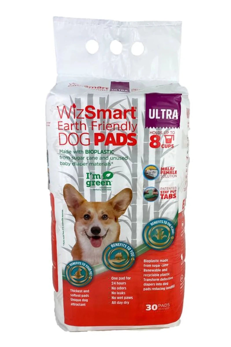 WizSmart Earth Friendly Dog Pads Ultra 30 ct 4 ct - Pets Perfect