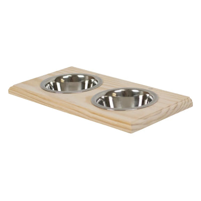 WG Wood Champion Bowl Wall-Mount Pet Dog Food Holder, TWO BOWLS/Half pint