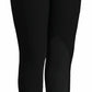 Black fitted equestrian pants with knee patch detail, designed for comfort in TuffRider Ladies Pull-On Knee Patch Breeches.