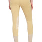 TuffRider Ladies Pull-On Knee Patch Breeches in tan, shown from the back with elastic ankle panels.