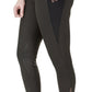 Woman wearing TUFFRIDER LADIES CLASSIC RIBBED TIGHTS with side mesh panels and grip pattern on knee area