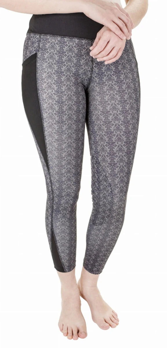 TuffRider Minerva EquiCool Damask Riding Tights with Silicone Knee, view 7