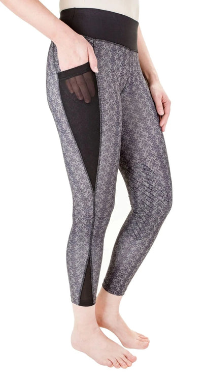 Tuffrider Minerva Damask Tights, Black/charcoal/XS