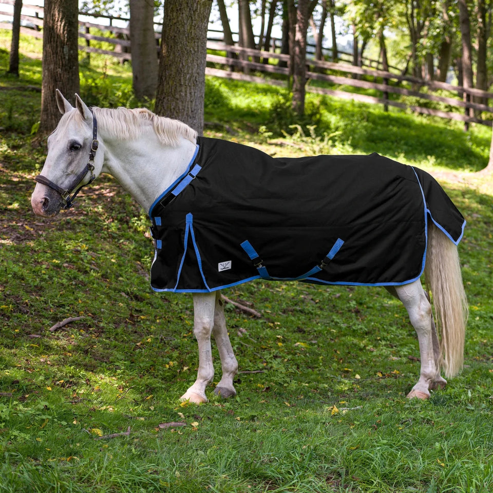 TuffRider Comfy-Fit Medium Weight Standard Neck Turnout Blanket with, Black/75, view 6