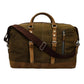 TuffRider Sport Canvas Duffle Bag-Olive Brown with leather straps and detachable shoulder strap for travel and storage.