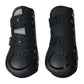 Pair of black TuffRider Airflow Iron Man Tendon Boots-Black-Cob for horse leg protection with ventilation and secure straps.
