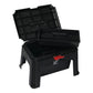 TuffRider Super Grooming Box With Stool-Black open showing removable tray and sturdy plastic construction for pet supplies storage