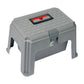 TuffRider Super Grooming Box With Stool-Black sturdy gray grooming stool with handle and secure latch for pet supplies storage.