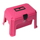 TuffRider Super Grooming Box With Stool-Black in pink, sturdy portable grooming box with handle and latch for pet supplies organization