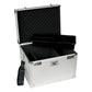 TuffRider Aluminium Grooming Box-Black open showing storage compartments and padded interior with carrying strap