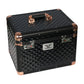TuffRider Aluminium Diamond Grooming Box-Black with textured surface, rose gold accents, secure latches, and a padded handle