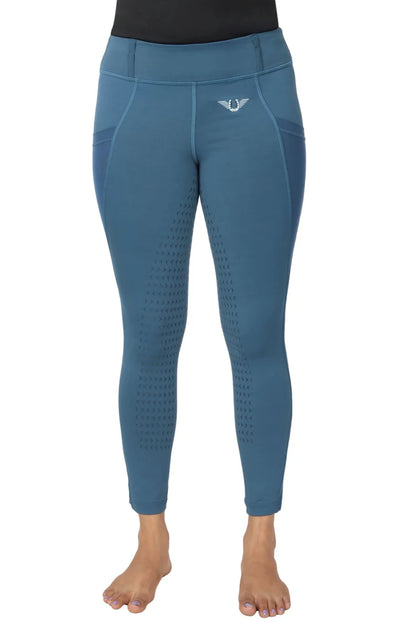 TuffRider Children's Minerva EquiCool Full Seat Tights With Phone, Ensign blue/1