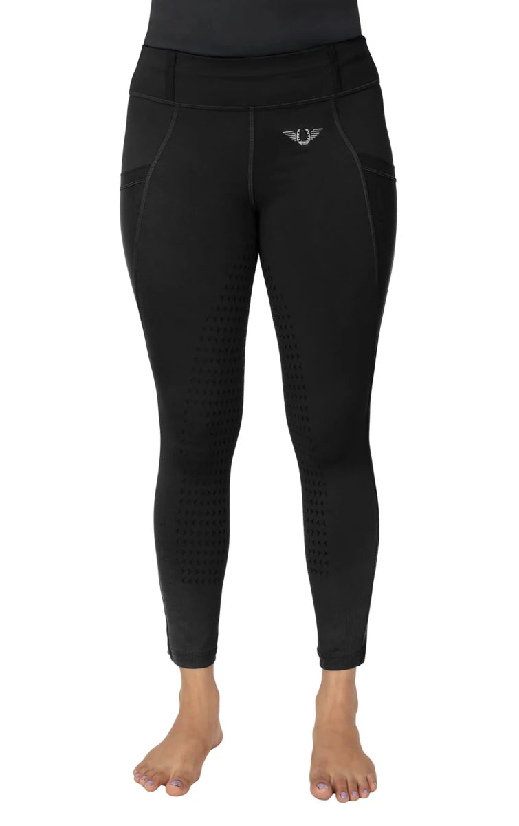 TuffRider Children's Minerva EquiCool Full Seat Tights With Phone, Black/XL, view 14
