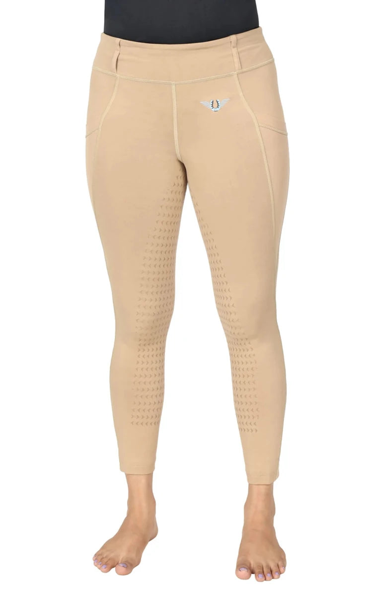 TuffRider Children's Minerva EquiCool Full Seat Tights With Phone, Safari/1, view 18