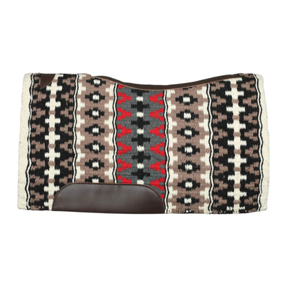 TuffRider Tech Contoured Double Weave Saddle Blanket With Felt-White/Red/Black-34 X 38 Inch with geometric design