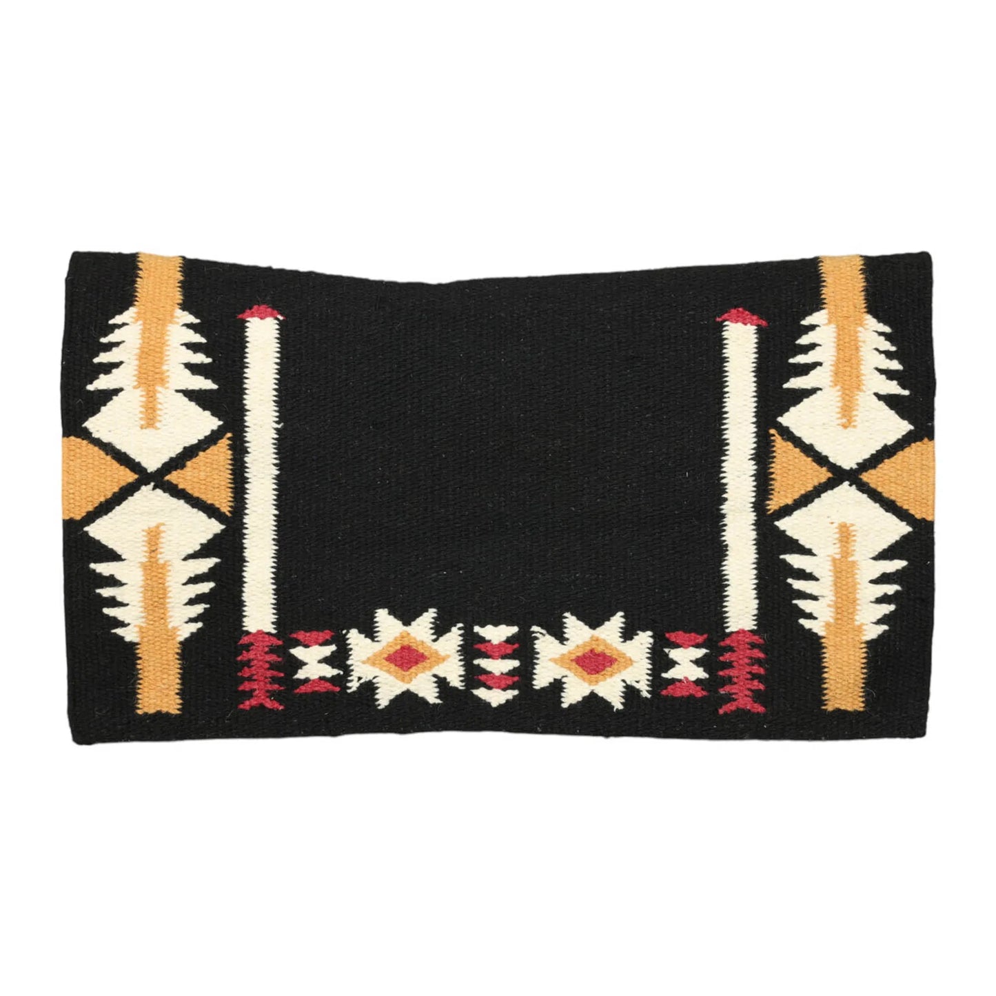 TuffRider Wyoming Contoured Single Weave Saddle Blanket-Rust/Tan-34 X 40 Inch with black and geometric pattern design