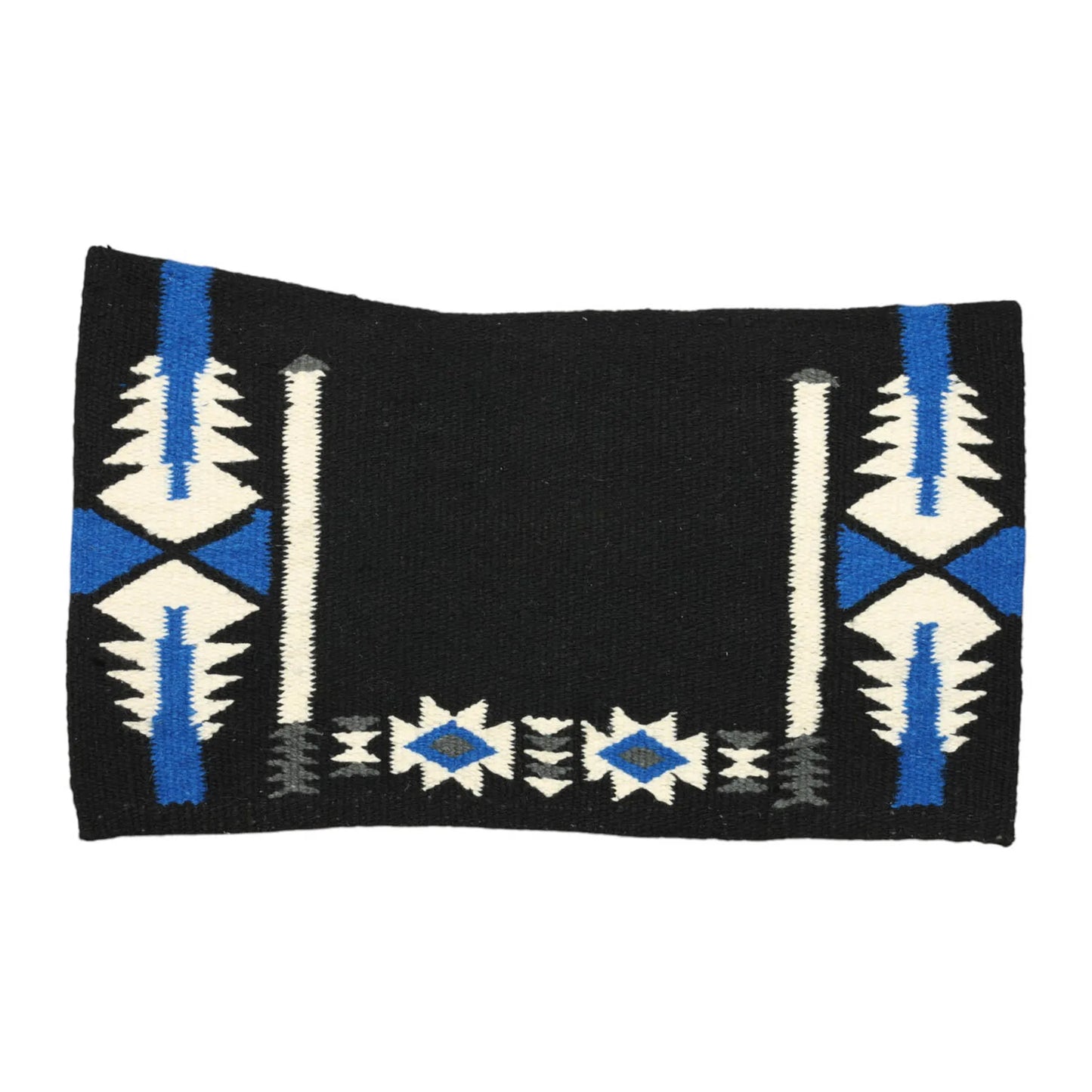 TuffRider Montana Contoured Single Weave Saddle Blanket-Blue/White-34 X 40 Inch with geometric design and blue accents
