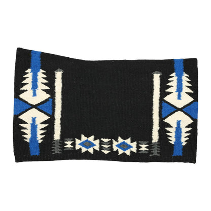 TuffRider Montana Contoured Single Weave Saddle Blanket-Blue/White-34 X 40 Inch with geometric design and blue accents
