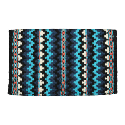 TuffRider Waco Double Weave Saddle Blanket-Black/Blue/White-34 X 42 Inch with bold striped pattern for equestrian use