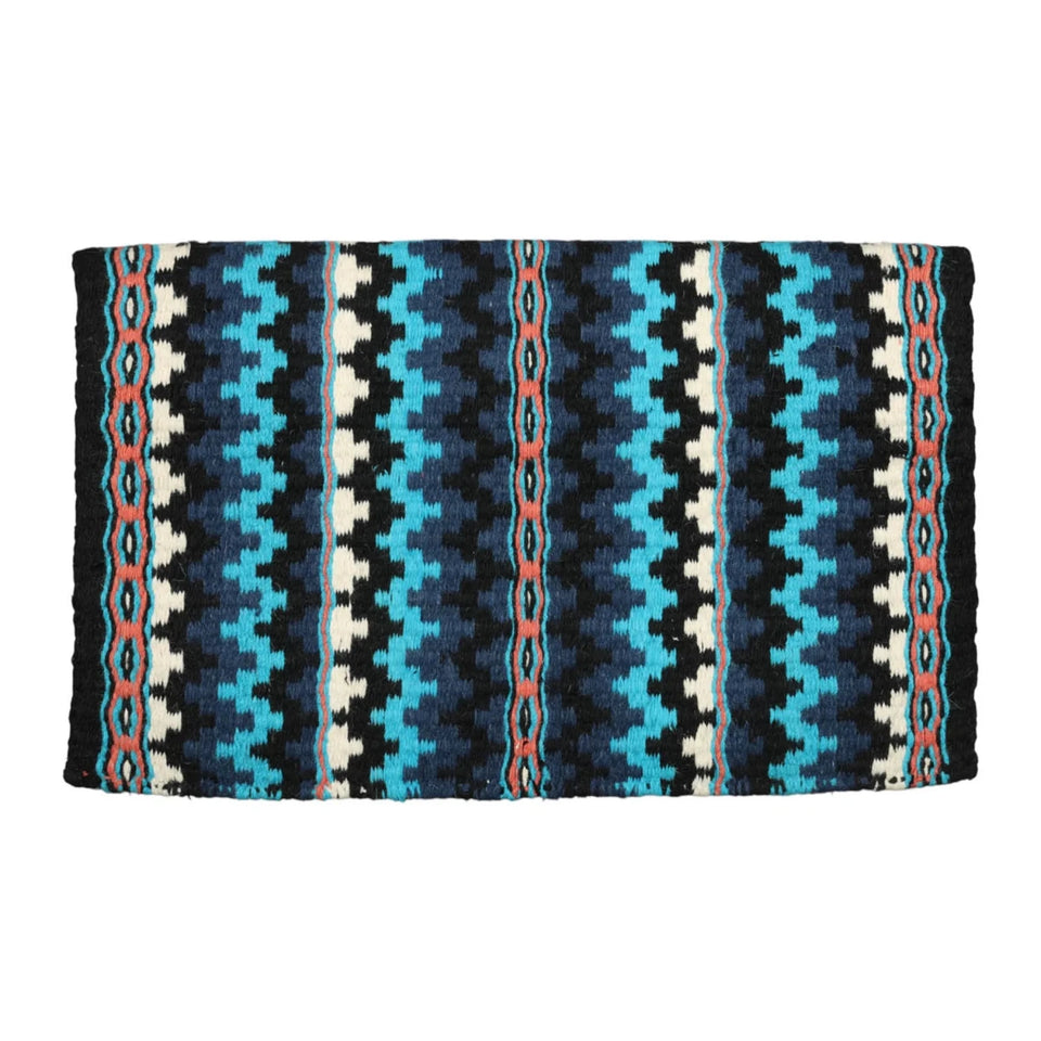 TuffRider Waco Double Weave Saddle Blanket-Black/Blue/White-34 x 42 in, view 2