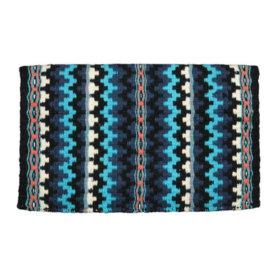 TuffRider Waco Double Weave Saddle Blanket-Black/Blue/White-34 x 42 in