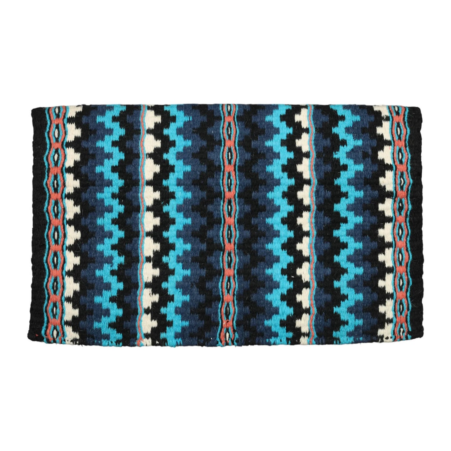 TuffRider Waco Double Weave Saddle Blanket-Black/Blue/White-34 X 42 Inch with geometric pattern for equestrian use