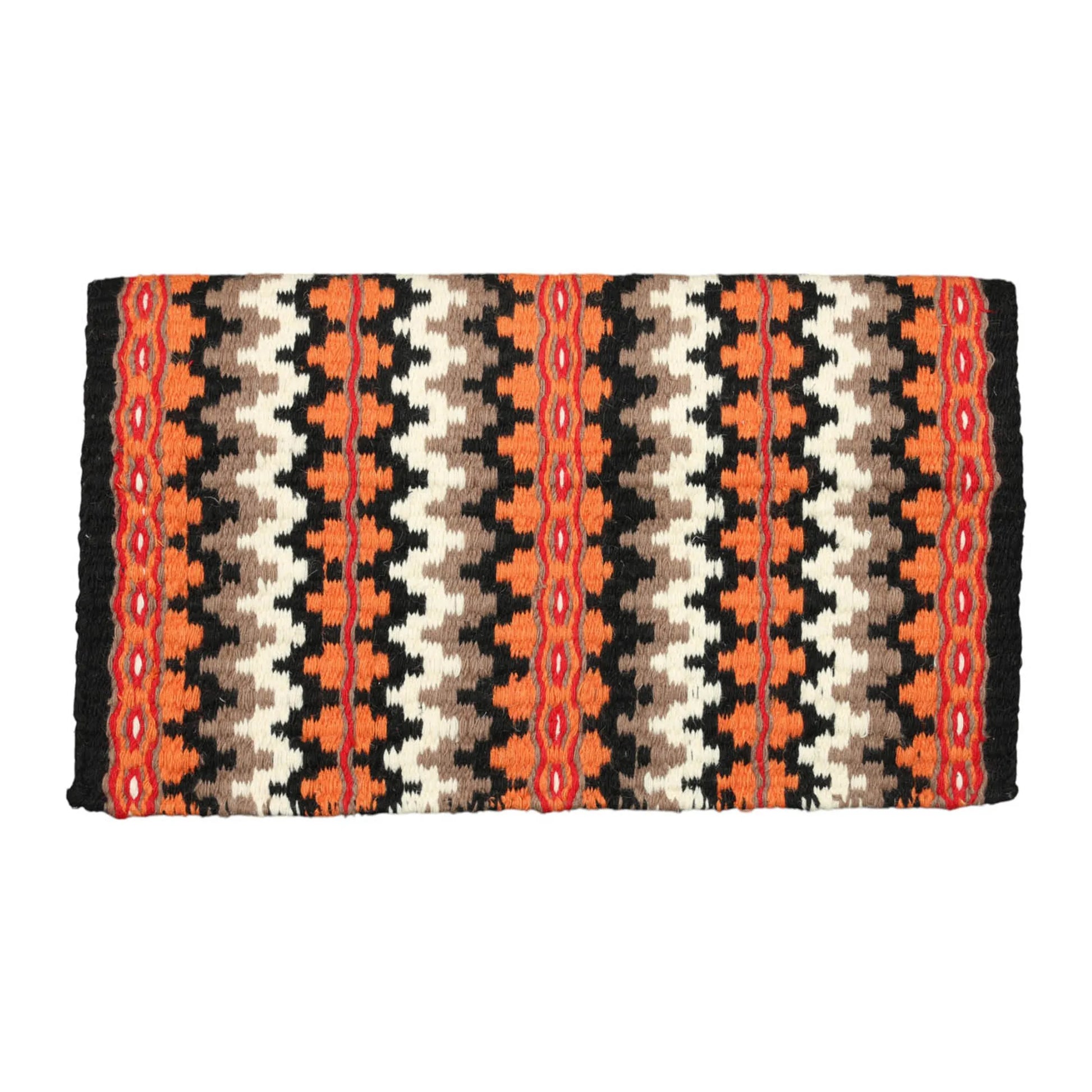 TuffRider Austin Double Weave Saddle Blanket-Black/Orange/Red-34 X 40 Inch with geometric pattern and bright accents