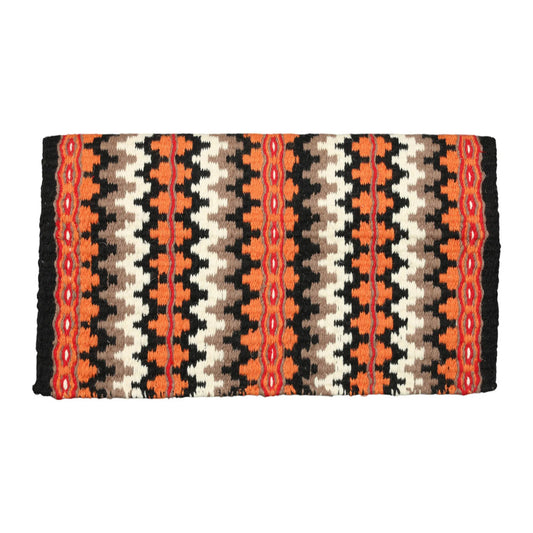 TuffRider Austin Double Weave Saddle Blanket-Black/Orange/Red-34 X 40 Inch