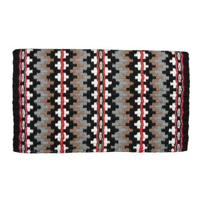 TuffRider Choctaw Double Weave Saddle Blanket-Black/White/Red-34 X 40 Inch with geometric and stripe pattern