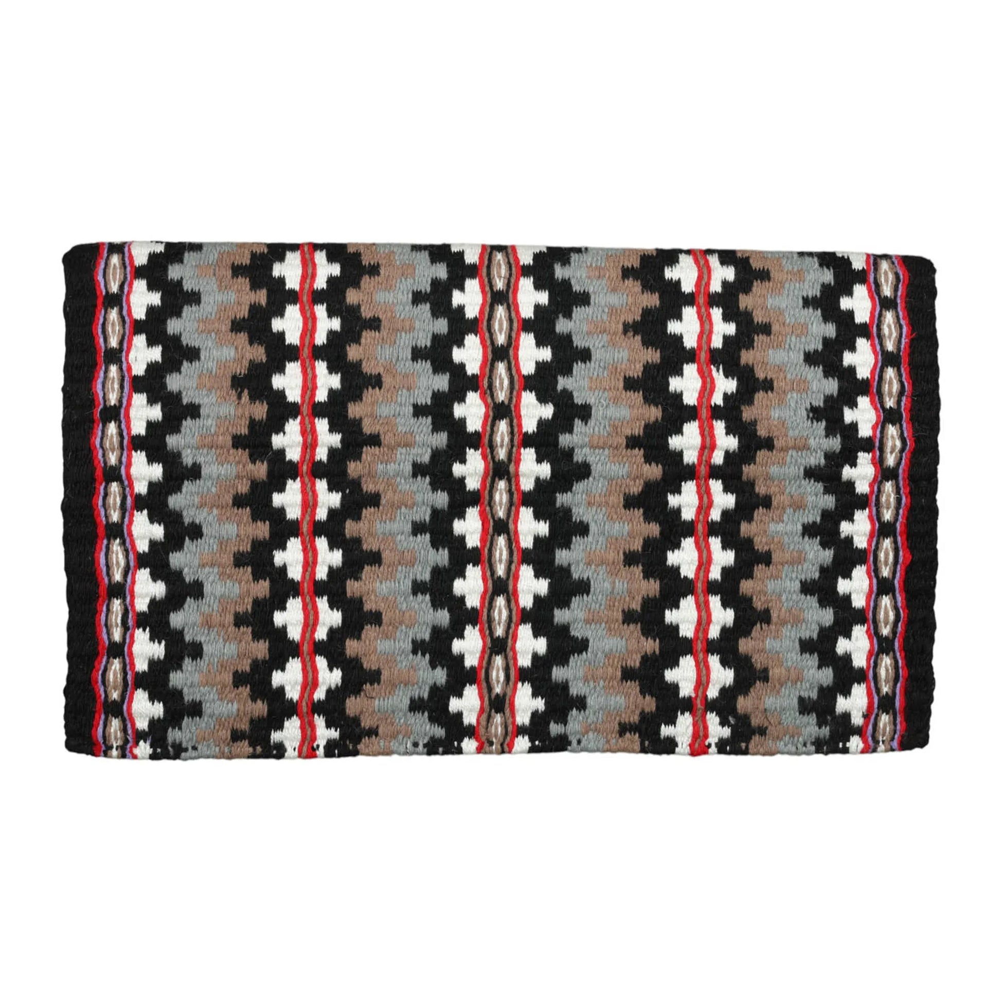 TuffRider Choctaw Double Weave Saddle Blanket-Black/White/Red-34 X 40 Inch with geometric pattern for horse tack
