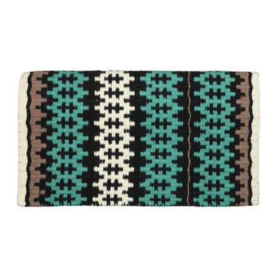 TuffRider Tulsa Double Weave Saddle Blanket-White/Green/Black-34 x 40