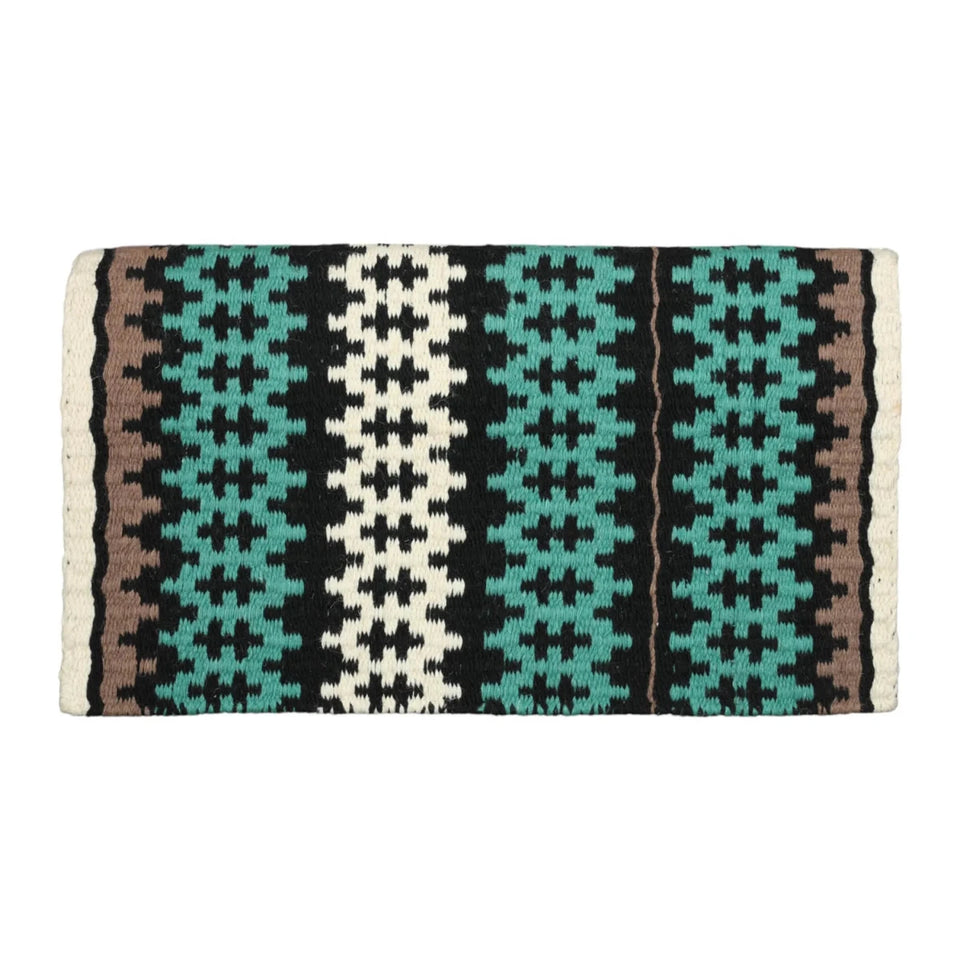 TuffRider Tulsa Double Weave Saddle Blanket-White/Green/Black-34 x 40