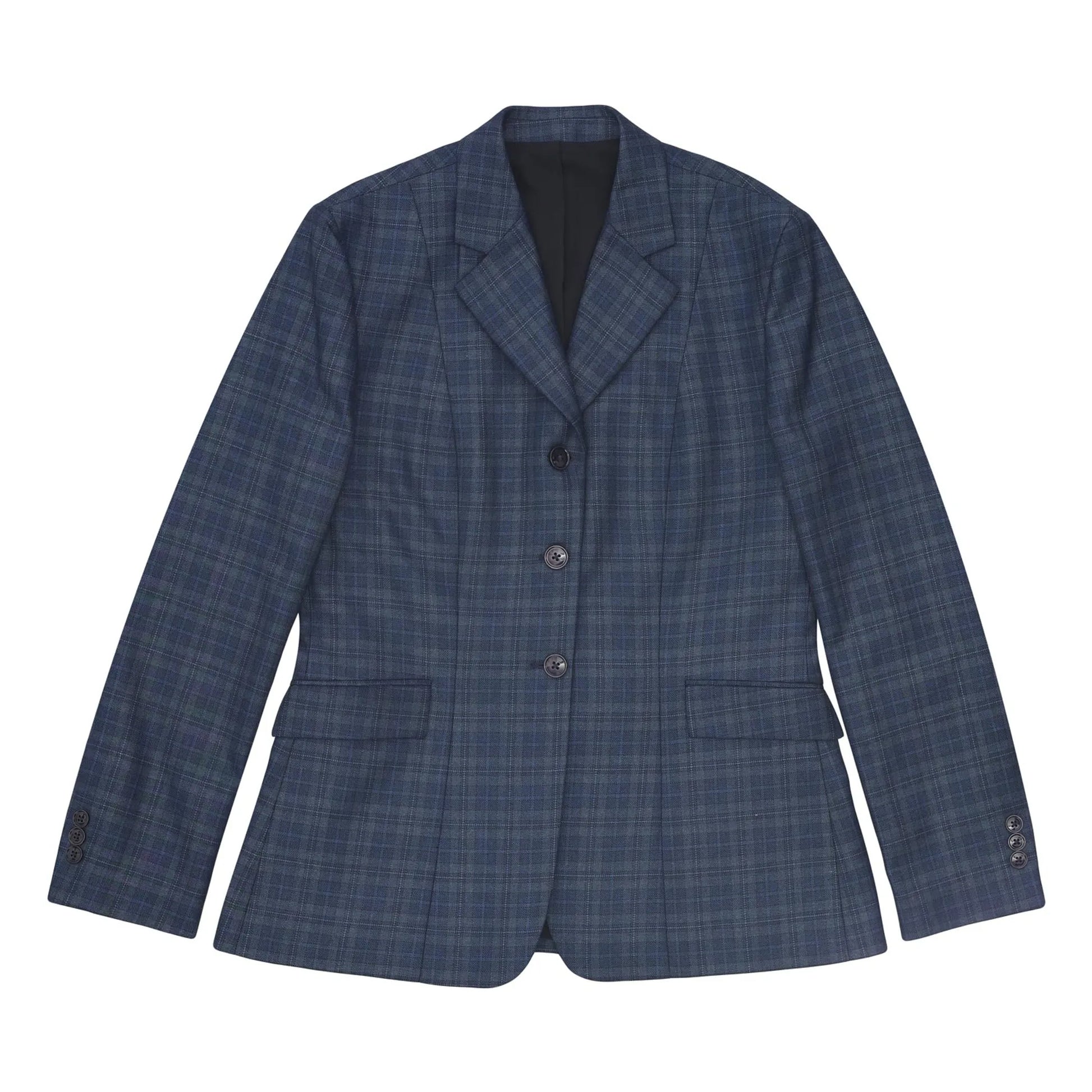 Fox Dreams Ladies Hunt Coat-Navy Multi Color Plaid-10 tailored plaid jacket with navy and multicolor pattern