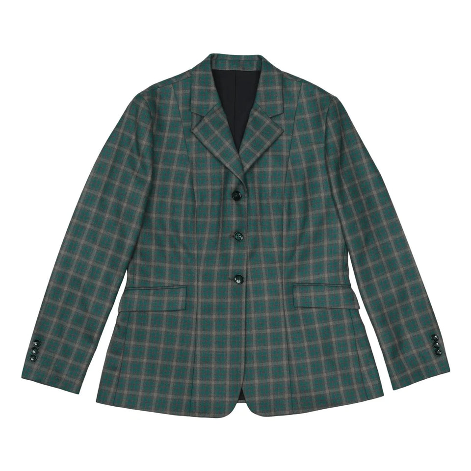 Fox Dreams Ladies Hunt Coat-Navy Multi Color Plaid, 10 in, Green/20, view 15