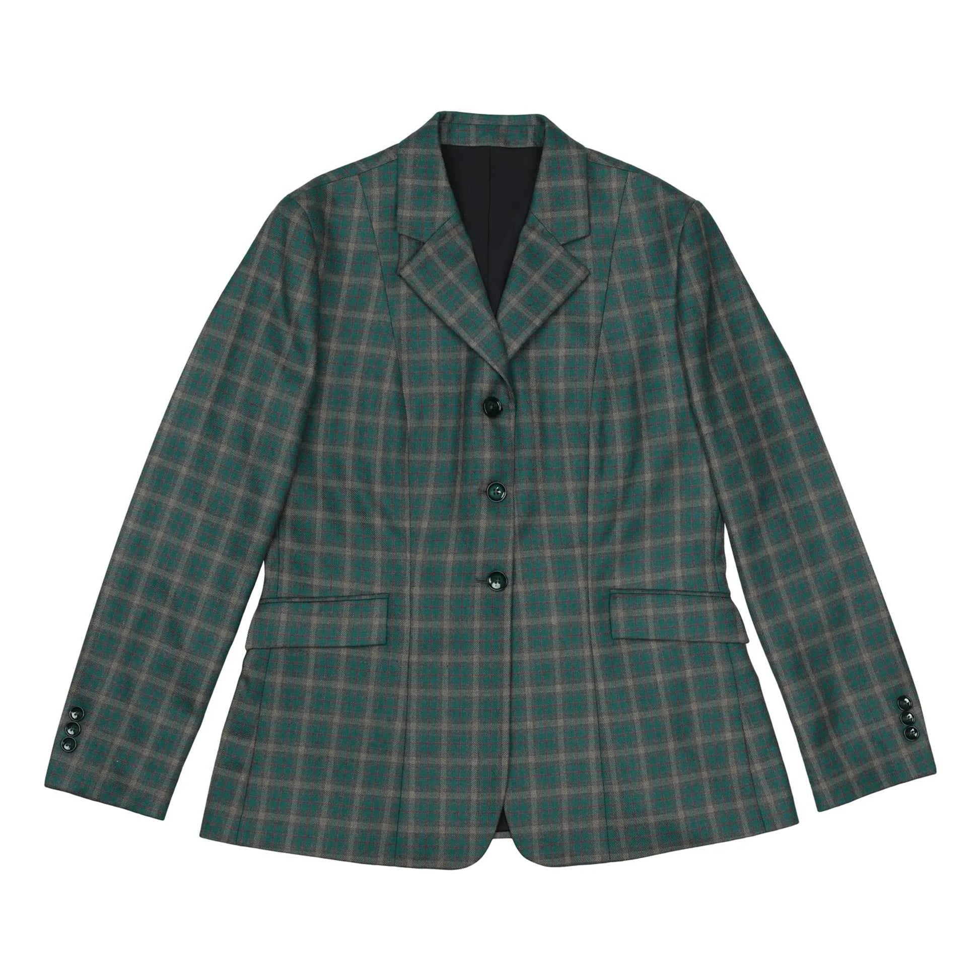 Fox Dreams Ladies Hunt Coat-Navy Multi Color Plaid-10 classic plaid hunting jacket with navy and multi-color pattern