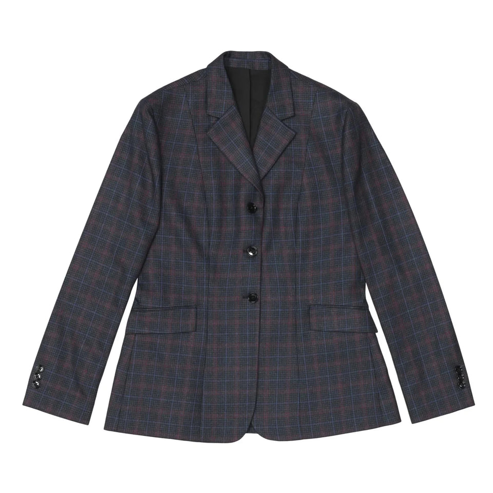 Fox Dreams Ladies Hunt Coat-Navy Multi Color Plaid, 10 in, Brown/22, view 22