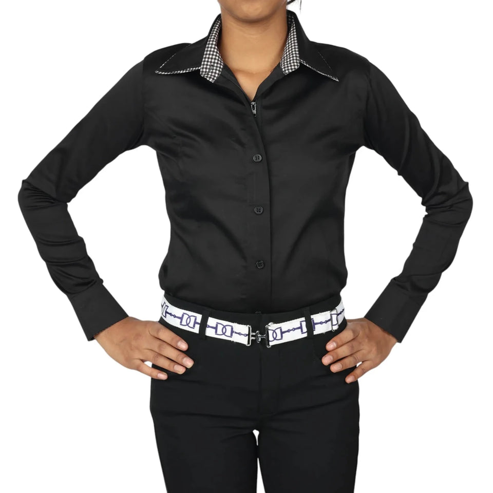 TuffRider Girls ADEY Double Collar Shirt-Plum -Large, view 12