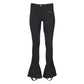 TuffRider Ladies Kentucky Jods-Black-24 black riding pants with flared bottoms and grip panels for equestrian use.