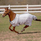 Horse running wearing Horse Fly Sheet - CoolMax & Mesh Standard Neck Fly Sheet with Breathable Fabric & Leg Straps - TuffRider Sport