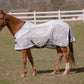 Horse wearing Horse Fly Sheet - CoolMax & Mesh Standard Neck Fly Sheet with Breathable Fabric & Leg Straps - TuffRider Sport outdoors