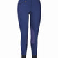 TuffRider Ladies Ribb Knee Patch Breeches in navy with zippered pocket and ribbed ankle cuffs for equestrian use