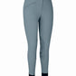 TuffRider Ladies Ribb Knee Patch Breeches in light blue with zip pocket and reinforced knee patches for equestrian use.