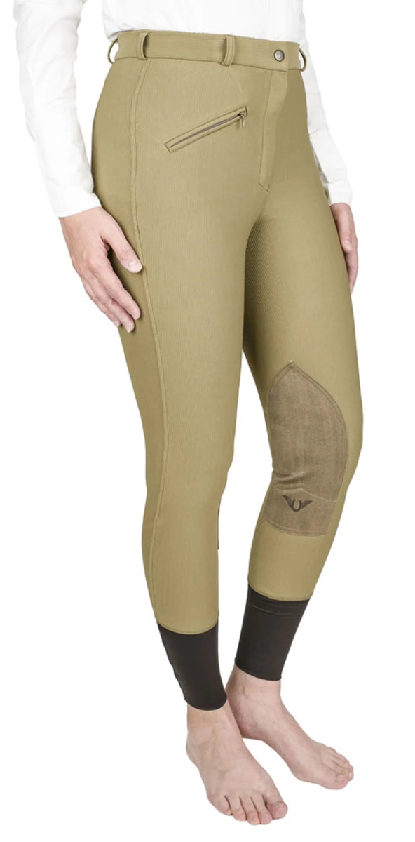 TuffRider Ladies Ribb Knee Patch Breeches- Sage- 24, view 7