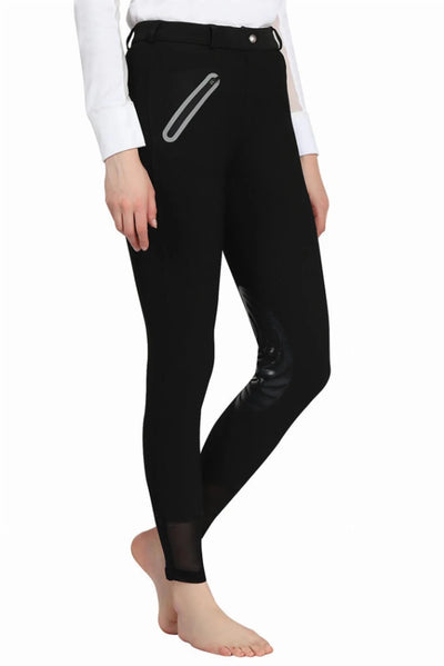 TuffRider Tiffany Ribbed Breeches - Silicone Knee Patch Riding Pants, black/24