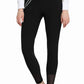 Model wearing TuffRider Tiffany Ribbed Breeches - Silicone Knee Patch Riding Pants with Mesh Bottoms in black.