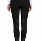Rear view of TuffRider Tiffany Ribbed Breeches - Silicone Knee Patch Riding Pants with Mesh Bottoms in black, shown on model.