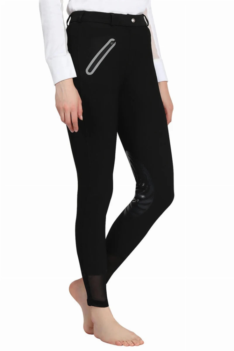 TuffRider Tiffany Ribbed Breeches - Silicone Knee Patch Riding Pants, black/36, view 7